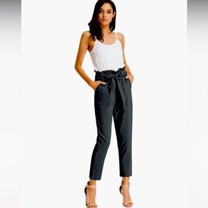 H&M Chambray High Waist Paperbag Pants w/ Tie Waist